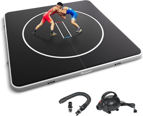 FBSPORT Inflatable Wrestling Mat 10ft/6.6ft/5ft, Outdoor and Indoor PVC Jiu Jitsu Mats, Gymnastics Training Mat Foldable for BJJ, MMA, Martial Art, Boxing, Grappling and Judo in Saudi Arabia