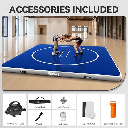 FBSPORT Inflatable Wrestling Mat 10ft/6.6ft/5ft, Outdoor and Indoor PVC Jiu Jitsu Mats, Gymnastics Training Mat Foldable for BJJ, MMA, Martial Art, Boxing, Grappling and Judo in Saudi Arabia