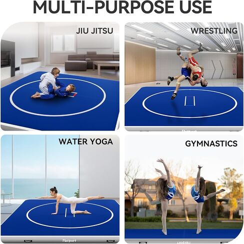 FBSPORT Inflatable Wrestling Mat 10ft/6.6ft/5ft, Outdoor and Indoor PVC Jiu Jitsu Mats, Gymnastics Training Mat Foldable for BJJ, MMA, Martial Art, Boxing, Grappling and Judo in Saudi Arabia