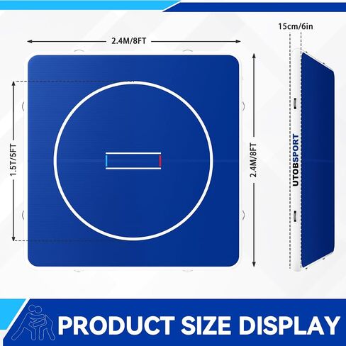 UTOBSPORT Inflatable Wrestling Mat 8FT /10FT /13FT /16.5FT x 4/6 inches Thick, Jiu Jitsu Mats, PVC Landing Training Mat Foldable for Home Gym BJJ, MMA, Martial Art, Boxing, Grappling and Judo in Kuwait