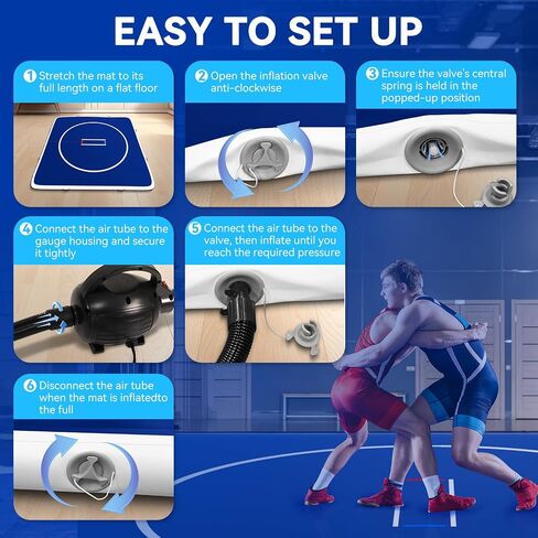 UTOBSPORT Inflatable Wrestling Mat 8FT /10FT /13FT /16.5FT x 4/6 inches Thick, Jiu Jitsu Mats, PVC Landing Training Mat Foldable for Home Gym BJJ, MMA, Martial Art, Boxing, Grappling and Judo in Kuwait