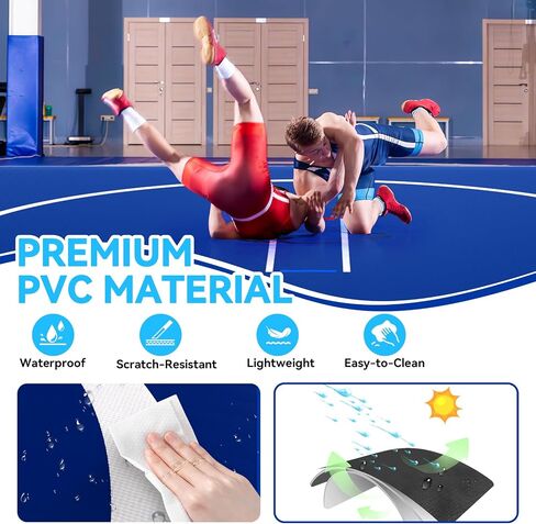 UTOBSPORT Inflatable Wrestling Mat 8FT /10FT /13FT /16.5FT x 4/6 inches Thick, Jiu Jitsu Mats, PVC Landing Training Mat Foldable for Home Gym BJJ, MMA, Martial Art, Boxing, Grappling and Judo in Kuwait