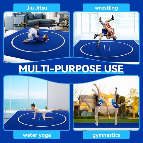 UTOBSPORT Inflatable Wrestling Mat 8FT /10FT /13FT /16.5FT x 4/6 inches Thick, Jiu Jitsu Mats, PVC Landing Training Mat Foldable for Home Gym BJJ, MMA, Martial Art, Boxing, Grappling and Judo in Kuwait