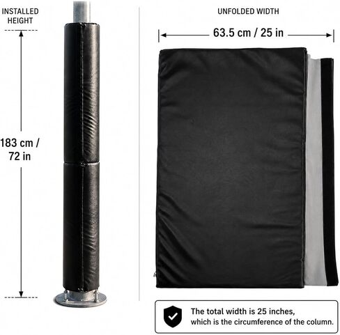6 Feet Tall Round and Square Pole Pad, Wrap Around Pole & Post Padding, 2" Thick Heavy Duty Pole Pads, Fits 2.5" Diameter for Outdoor, Gyms, Garages, Pole wrap & Basement Pole Protector in Kuwait