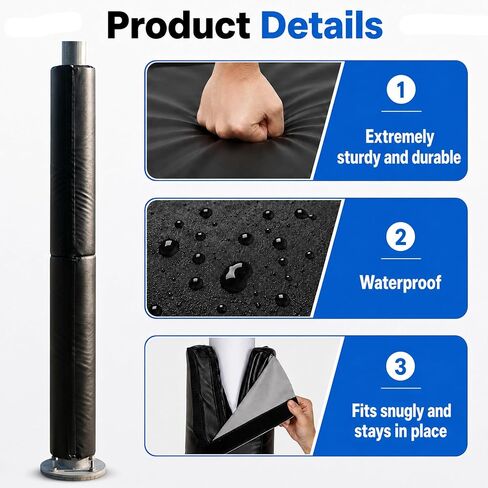 6 Feet Tall Round and Square Pole Pad, Wrap Around Pole & Post Padding, 2" Thick Heavy Duty Pole Pads, Fits 2.5" Diameter for Outdoor, Gyms, Garages, Pole wrap & Basement Pole Protector in Kuwait