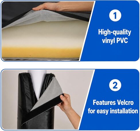 6 Feet Tall Round and Square Pole Pad, Wrap Around Pole & Post Padding, 2" Thick Heavy Duty Pole Pads, Fits 2.5" Diameter for Outdoor, Gyms, Garages, Pole wrap & Basement Pole Protector in Kuwait