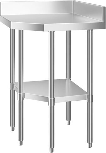 Stainless Steel Corner Work Table 38" x 38" – Commercial Corner Prep Table with Undershelf, 16 Gauge Type 304 Stainless Steel Top, 4" Backsplash, NSF Kitchen Work Table in Kuwait