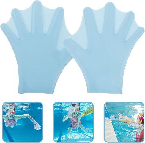 BESPORTBLE Swimming Gloves 1 Pair Silicone Swim Paddles with Wrist Adjustable Strap for Diving and Water Fitness Classes, Swim Practicing Hand Covers with Good Protection in Kuwait
