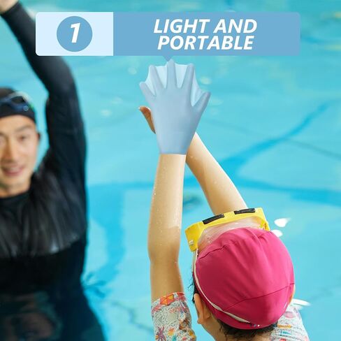 Ciieeo 1 Pair Swim Practicing Hand Cover Gloves with Webbed Design, Silicone Material, Wrist Adjustable for Swim Games and Water Fitness Classes, Good Protection Pool Gloves in Kuwait