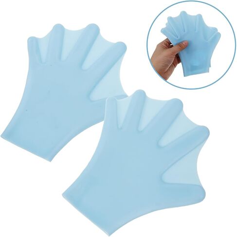 Ciieeo 1 Pair Swim Practicing Hand Cover Gloves with Webbed Design, Silicone Material, Wrist Adjustable for Swim Games and Water Fitness Classes, Good Protection Pool Gloves in Kuwait