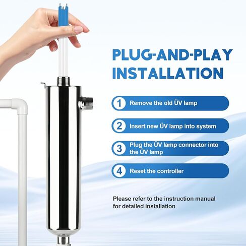 مصباح بديل AQ-ÜV-L330C Üv متوافق مع فلتر مياه المنزل بأكمله Aquasana، لمبة Üv لأنظمة AQ-Üv-10C المصنوعة في يوليو 2019 أو في وقت لاحق (عبوة واحدة) in Kuwait