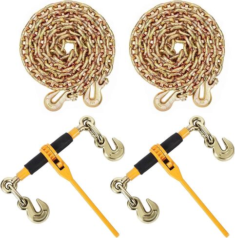 غلاف تحميل سلسلة Garvee 2PACK، 3/8"-1/2" مجلدات تحميل السقاطة، 3/8" x 10' G80 سلاسل 9200 رطل حد حمل العمل، غلاف سلسلة السقاطة مع خطاف الإمساك، مجلدات التحميل للشاحنة، ربط للأسفل in Kuwait