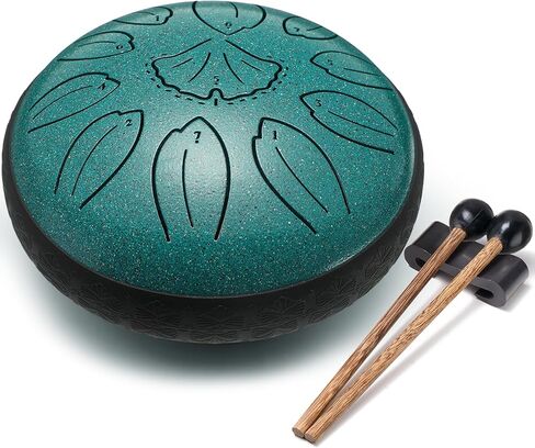 Lronbird Steel Tongue Drum 6 Inch 11 Notes Rain Drum Style Gift | Calming, Relaxation, Meditation, Education, Musical Instrument for Adults Beginners (Malachite) in Kuwait