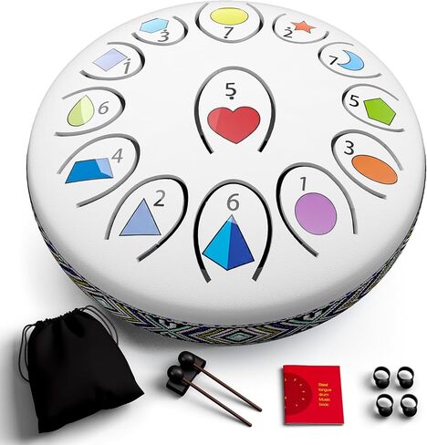 REGIS Rain Drum for Outside Garden – Steel Tongue Drum, Waterproof Meditation Rain Chime, UV-Printed Notes & Geometric Design, with Bag, Mallets & Music Book (Malachite Green, 6.5 Inch 13 Notes) in Saudi Arabia