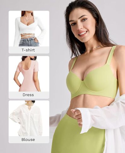 Seamless T-Shirt Bras for Women Back Smoothing Comfort Lightly Padded Bra Support Underwire in Kuwait