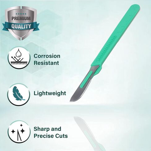 مشرط حلاقة معقم للوجه رقم 21، أداة للتدريب على إزالة الشعر وتخطيط الجلد، شفرات من الفولاذ الكربوني بمقبض بلاستيكي - أكياس فردية - التقشير وعلاج الأرجل والمزيد - صندوق مكون من 10 قطع in Kuwait