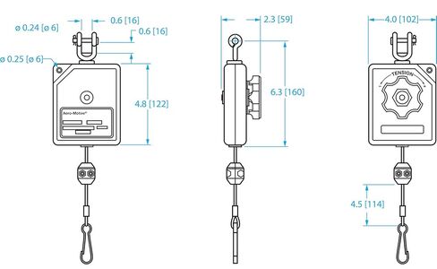 Woodhead RB4 Aero-Motive Light Industrial Duty Retractor, Weight Range 0.9-1.8 kg (2.0-4.0 lb.), 1.60 m (5.25') Travel in Kuwait