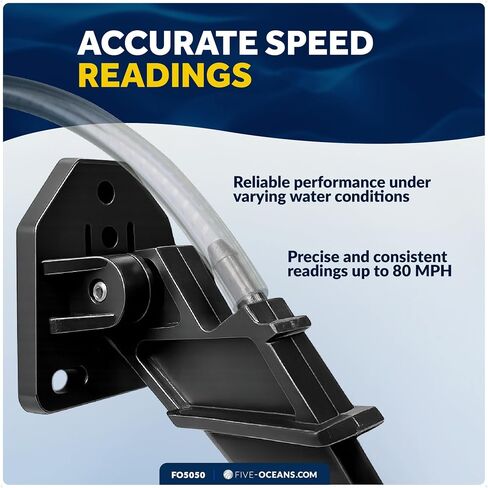 Five Oceans Marine Boat Speedometer Kit, Universal Pitot Tube Automatic Kick-Up Assembly Up to 80 MPH - Durable ABS Construction Speedometer Pitot for Boats & Pontoons- FO5050 in Kuwait
