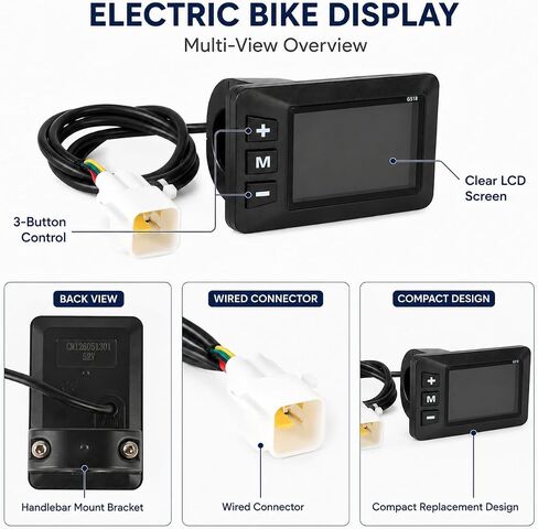 Electric Bike Display Screen, LCD Control Panel Meter, E-Bike Speedometer Computer Replacement, Handlebar Display Accessories, Compatible with Heybike Villain Electric Dirt Bike in Kuwait