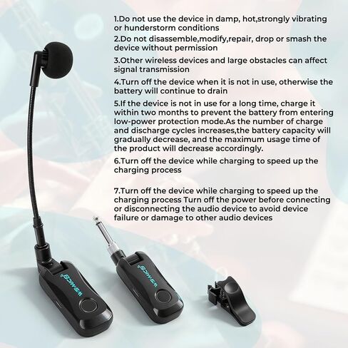 JOJOCY 2.4G Wireless Instrument Microphone System, Clip-On Professional Mic with Transmitter & Receiver, 100ft/30M Range for Saxophone, Trumpet, Trombone, Erhu and More in Kuwait