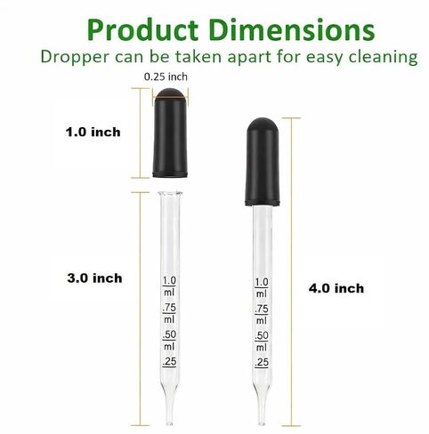 20Pcs Glass Eye Droppers, Glass Pipette Dropper for Essential Oil, Medicine, Crafts, Accurately 1ml Pipette for Mixing Paints, Lab Use, Animal Feeding, Ear&Eye Drops in Kuwait
