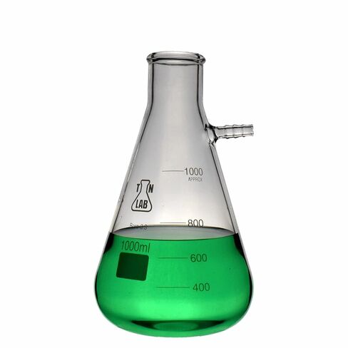 مجموعة قارورة فلتر من TN Lab Buchner مع قمع سيراميك بورسلين 120 مم وقارورة مفرغة من زجاج البورسليكات ثقيلة الجدار سعة 1000 مل وسعة 1 لتر مع محول إغلاق in Kuwait