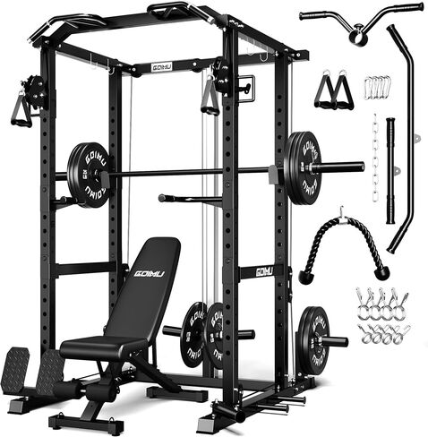 RH01 Power Cage Rack, 2000LBS Squat Rack with with Cable Crossover System&LAT Pull Down System, Multi-Function Workout Cage for Home&Garage Gym in Kuwait