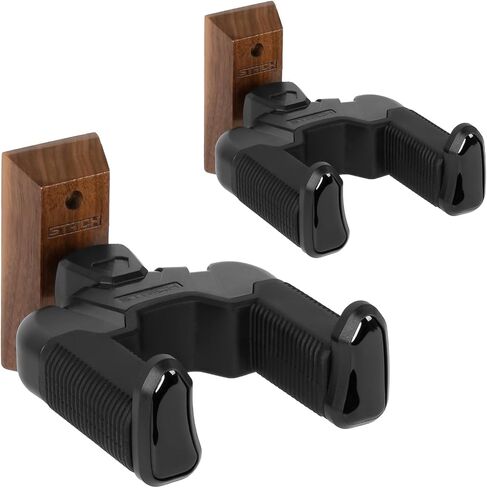 STRICH Gravity Wall Guitar Mount, Auto-Locking, Multi-Angle Adjustment, Walnut Base, U-Shaped Rubber Non-Slip Pads, Suitable for Acoustic Guitars, Electric Guitars, Banjo, and Bass (3-Pack) in Kuwait