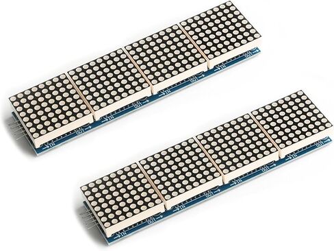 2Pcs MAX7219 Dot Matrix Display 4 in 1 Integrated Display 4 Dot Matrix Integrated Display Screen Module Microcontroller Controls Red Color LED Electronic Components 5V in Kuwait