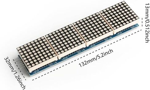 2Pcs MAX7219 Dot Matrix Display 4 in 1 Integrated Display 4 Dot Matrix Integrated Display Screen Module Microcontroller Controls Red Color LED Electronic Components 5V in Kuwait