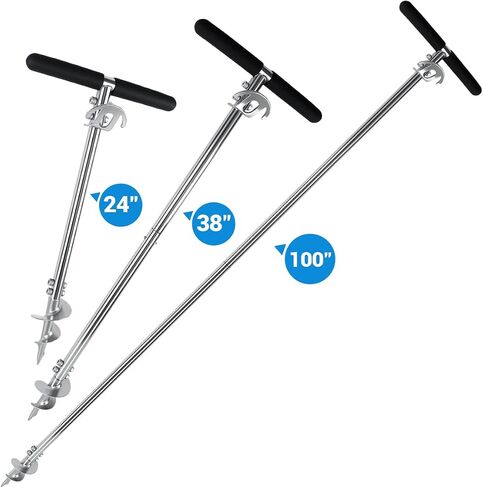 23" 38" 100" Shallow Water Anchor, 304 Stainless Steel Screw-in Boat Anchor Pole for Sandbar, Beach, Jet Ski, Kayak, Pontoon, Small Boat in Kuwait