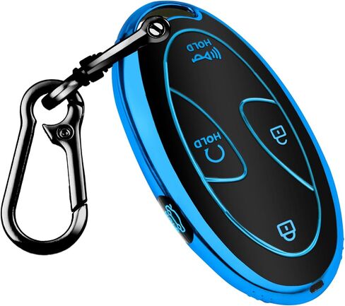 QBUC for Hyundai kona Key Fob Cover ، حالة رئيسية لـ Hyundai Ioniq 6 Grandeur GN7 Kona Elanrtra Sonata Tucson 2023 2024 2025 Santa Fe Smart Key Protector مع Keychain (Blue ، 5 buttons) in Kuwait