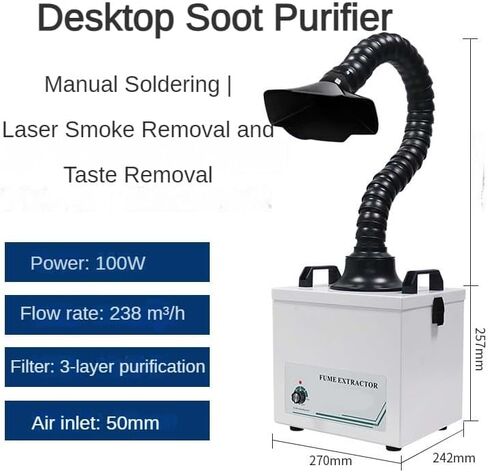 Solder Fume Hood,100W Industrial Smoke Purifier W/3-Stage Filter, Quiet Operation At 28dB,for PCB Soldering and Electronic Maintenance,360° Flexible in Kuwait