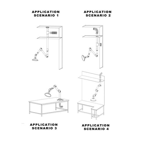 Fume Extractor Arm 90mm 110mm Compatible, 2-Pack | 3-Section 360° Rotatable, Lab Fume Hood Snorkel, Ceiling or Wall Mountable, For Lab, Moxibustion, Soldering, Industrial in Kuwait
