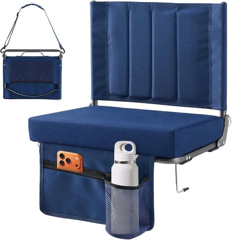 OLIXIS Stadium Seats 2 Pack with Back Support, Bleacher Chairs with 3.15" Thick Padded Comfortable, Wide Portable Lightweight Folding Seat for Sports Events, Concerts, Outdoor Activities, Black in Kuwait