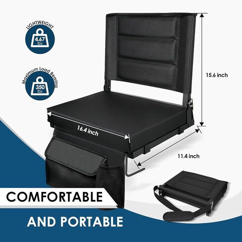 Stadium Seats with Back Support,Bleacher Chairs with Cushion, Portable Folding Stadium Chair with Removable Cushion and Large Pocket for School Events Sports Game in Kuwait