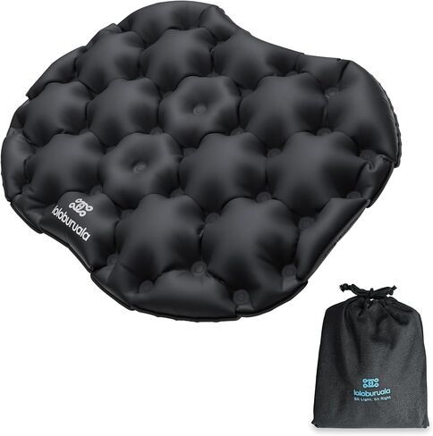 Portable Inflatable Seat Cushion, Ergonomic Pad with TPU and Soft Lycra Fabric, Foldable Lightweight Travel Cushion for Outdoor Use, Quick Inflation & Deflation Design with Storage Pouch in Kuwait