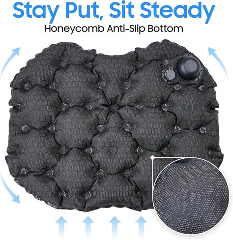 Portable Inflatable Seat Cushion, Ergonomic Pad with TPU and Soft Lycra Fabric, Foldable Lightweight Travel Cushion for Outdoor Use, Quick Inflation & Deflation Design with Storage Pouch in Kuwait