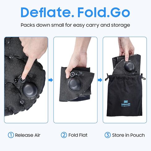 Portable Inflatable Seat Cushion, Ergonomic Pad with TPU and Soft Lycra Fabric, Foldable Lightweight Travel Cushion for Outdoor Use, Quick Inflation & Deflation Design with Storage Pouch in Kuwait