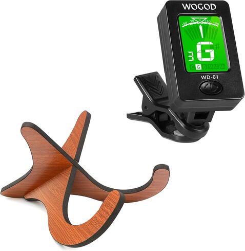 WOGOD Ukulele Stand Instrument Stand Folding Portable Stand and Guitar Tuner Clip on Ukulele Violin Tuner in Kuwait