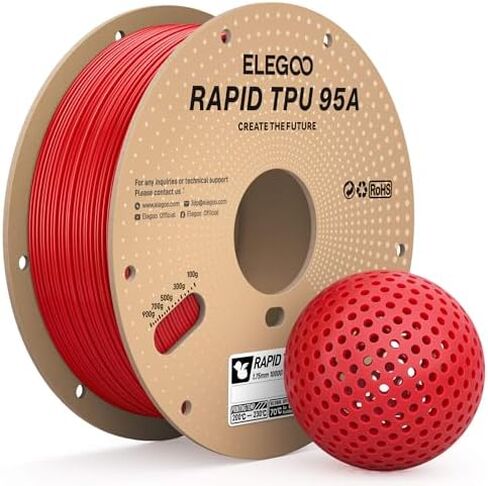 ELEGOO خيوط TPU 1.75 مم أسود 1 كجم، 95A خيوط طباعة ثلاثية الأبعاد مرنة وناعمة 1 كجم بكرة (2.2 رطل) تناسب معظم طابعات FDM ثلاثية الأبعاد in Kuwait