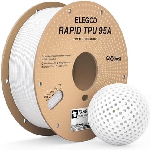 ELEGOO خيوط TPU 1.75 مم أسود 1 كجم، 95A خيوط طباعة ثلاثية الأبعاد مرنة وناعمة 1 كجم بكرة (2.2 رطل) تناسب معظم طابعات FDM ثلاثية الأبعاد in Kuwait
