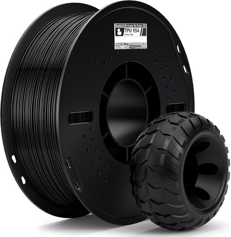 ELEGOO خيوط TPU 1.75 مم أسود 1 كجم، 95A خيوط طباعة ثلاثية الأبعاد مرنة وناعمة 1 كجم بكرة (2.2 رطل) تناسب معظم طابعات FDM ثلاثية الأبعاد in Kuwait