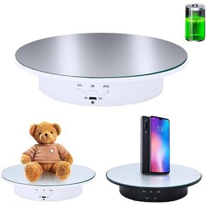 JAYEGT Motorized Rotating Display Stand, 7.87inch /17.6lbs Load, 360 Degree Electric Rotating Turntable for Photography Products, Jewelry, Cake,3D Model , Mirror Cover (Black/Button Control) in Saudi Arabia