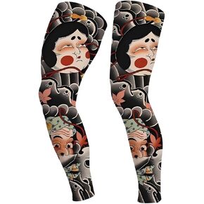 Sun Leg Sleeves for Cycling Ice Silk Tattoo Non Slip Breathable Quick Dry 1 Pair Summer Sports in Kuwait