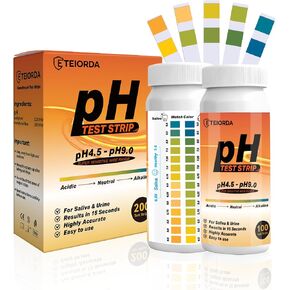 pH Test Strips 200 Count (100×2 Bottles) – Upgraded Dual-Track 14-Color pH Strips for Urine and Saliva（4.5-9.0） Quick & Accurate Test Alkaline & Acid Levels in The Body with Color Chart on Bottle in Kuwait