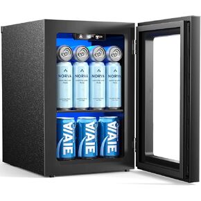 EnerGlow 18L Beverage Refrigerator, 24 Can Drink Fridge with Quiet Compressor, Adjustable Temperature Control, Small Mini Fridge for Bedroom, Office, Bar & Dorm in Kuwait