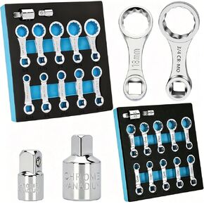 Torque Adapter Set SAE & Metric, Each 12PCS – Includes 5/16"-7/8" + 10-19mm, 12 Point Box End Torque Wrench Extension Adapter 3/8" Drive, with 1/2" + 1/4" Drive Converters in Saudi Arabia