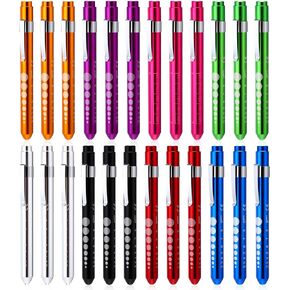 lewtemi 24 حزمة penlight للممرضة السائبة أدى ضوء القلم التشخيصي القابل لإعادة الاستخدام مع مشبك جيب قياس التلميذ للموظفين طبيب العيون ممرضة الهدايا موظفي المستشفى الاستخدام اليومي، 8 ألوان in Kuwait
