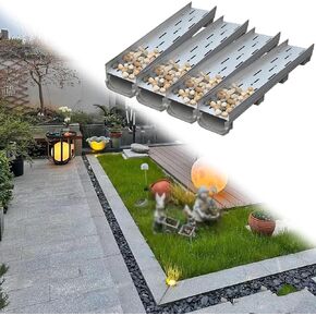 inless Steel Linear Oude Trench Draina Kits with Metal Grate, Garden Cobblestone U Sd Drain Water Trough Channel, Recessed Yard Ditch Grate(Silver-Set of 4,60x11x11cm/23.6x4.3x4.3in) in Saudi Arabia